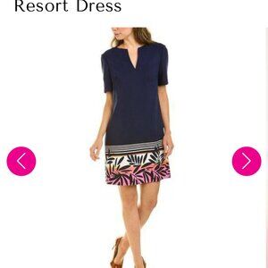 Trina Turk Women's Claressa Dress NWT Size 8 Navy V Neck Dress